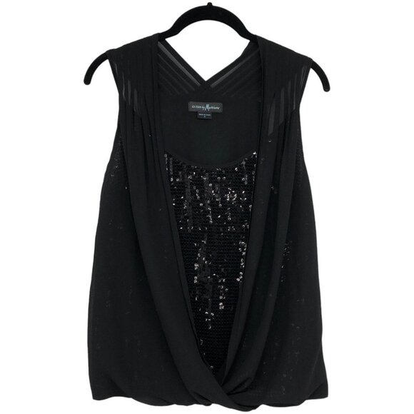 Guess by Marciano Black Sleeveless Sequin Surplice Lace layered Top size S - Picture 1 of 15